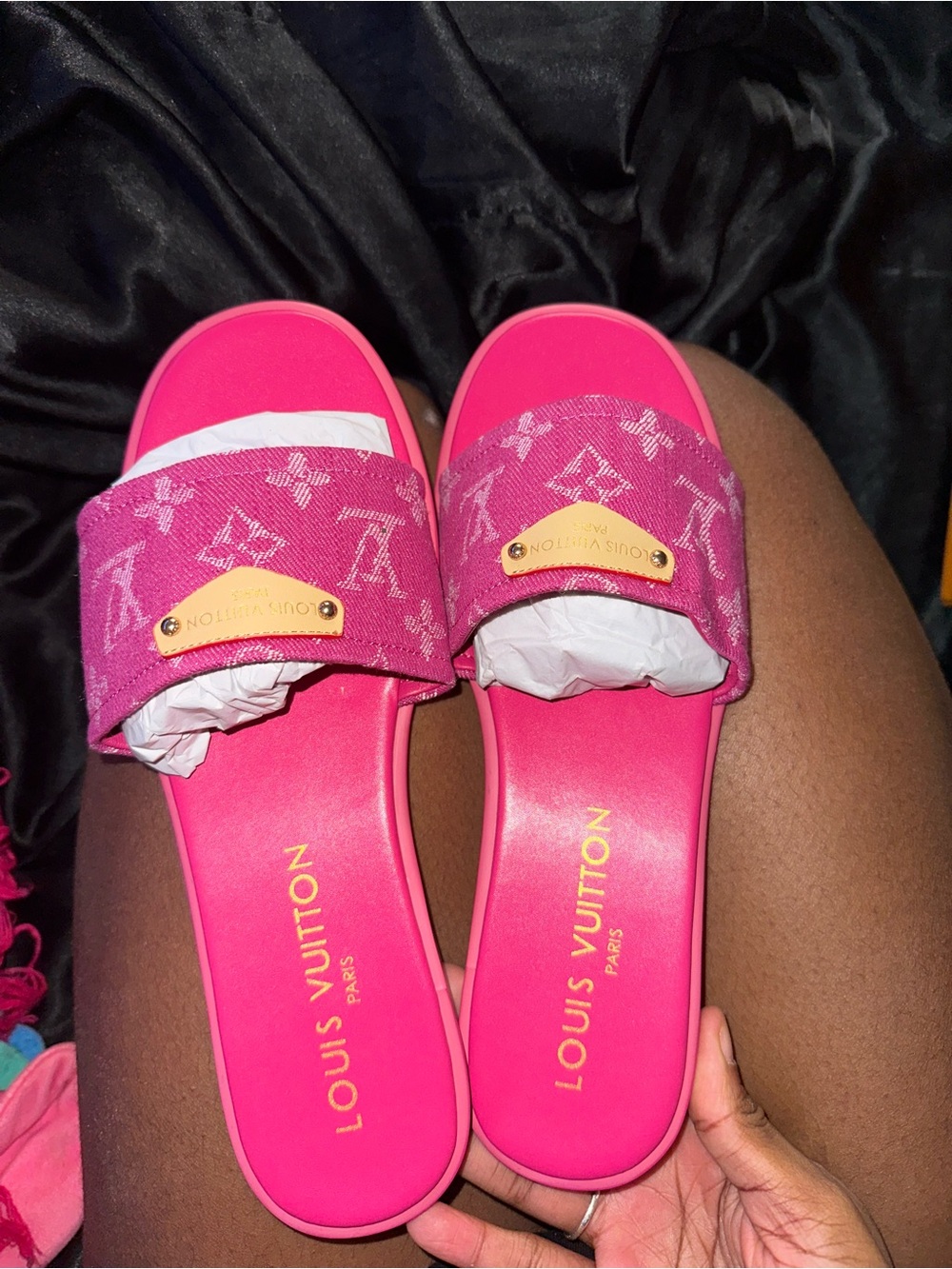 Louis Vuitton Hot Pink Monogram Slide Sandals